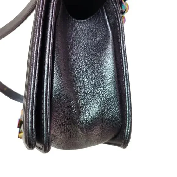 Chanel Purple Mermaid Boy Bag 16C Iridescent Old Medium Classic Quilted Flap CC - Picture 13 of 16